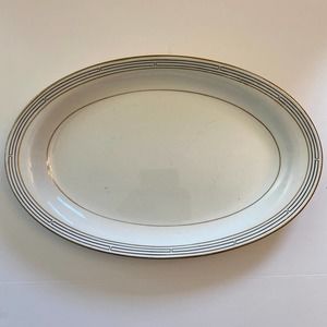 Homer Laughlin Empress Platter Black‎ & Gold Lines - 16 7 H